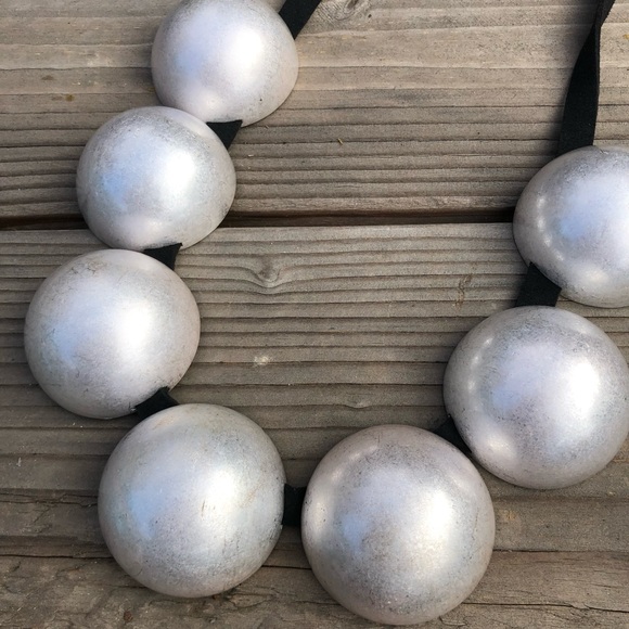Contemporary Silver tone metal 1/2 sphere statement Necklace or belt - Picture 2 of 11